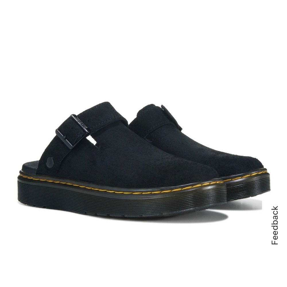 Dr. Martens Black Suede Mules